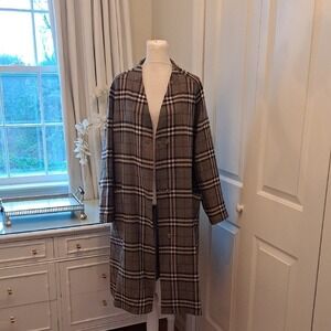 Burberry Unisex Classic 100% Wool Plaid Trench Coat Liner Pockets M-SM/W-LG